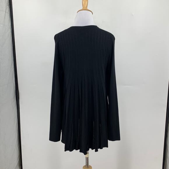 Lafayette 148 Top Womens M Black Pleated Swing Back Long Sleeve Tunic Blouses - Picture 5 of 13